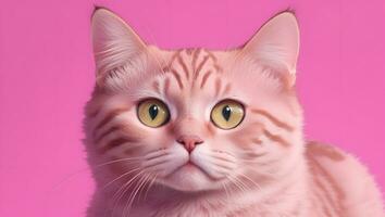 porträtt av en skön katt på en rosa bakgrund. närbild. foto