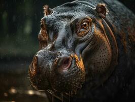 flodhäst porträtt skapas med generativ ai teknologi foto