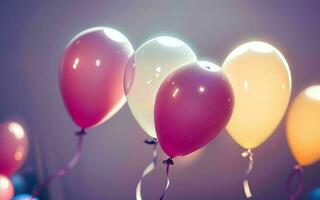vibrerande pastell Färg ballonger belysa lekfull skapelser ai genererad foto