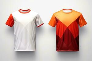 sporter fotboll team uniformer flerfärgade skjorta isolerat på vit bakgrund, generativ ai illustration foto