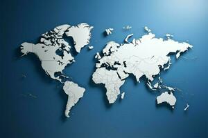 blå värld Karta bakgrund för banderoller och presentationer ai genererad foto