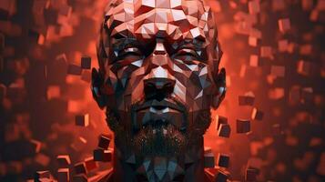 abstrakt voxel mänsklig huvud ai genererad foto