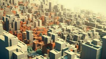 pixel voxel stad landskap ai genererad foto
