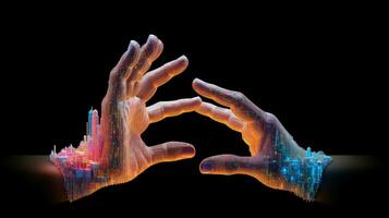 digital voxel mänsklig hand ai genererad foto