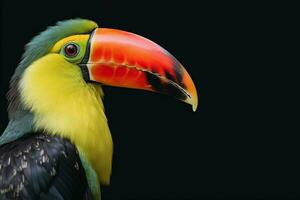 sida profil av en magnifik toucan fågel ai genererad foto