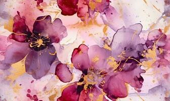 blommor vattenfärg tapet. rosa blomma bakgrund. för baner, vykort, bok illustration. skapas med generativ ai verktyg foto