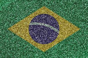 Brasilien flagga avbildad på många små skinande paljetter. färgrik festival bakgrund för fest foto