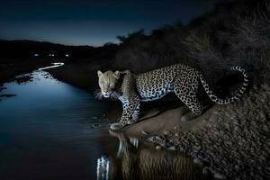 persisk leopard är en magnifik djur- från som den kommer äkta respekt. neuralt nätverk ai genererad foto