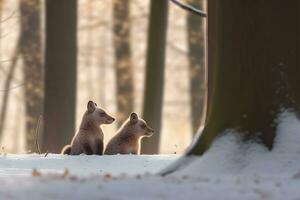 vild brun söt Björn Valp närbild. neuralt nätverk ai genererad foto