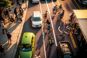 sent eftermiddag trafik. trafik sylt. bilar. urban scen. neuralt nätverk ai genererad foto