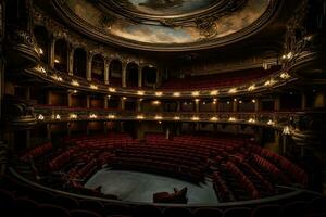 de interiör av de hall i de teater. neuralt nätverk ai genererad foto