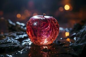 en röd äpple med en slät yta och ett attraktiv arom. ai generativ foto