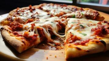 pizza - klassisk, smaklös, utsökt, publiktilltalande bekvämlighet mat foto