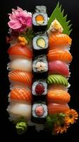 sushi - elegant, skön, färsk, japansk kulinariska konst foto