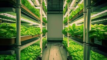 vertikal jordbruk hydroponics. generativ ai foto