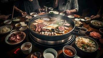njuta av de smaker, en fängslande mat fotografi resa in i kinesisk köttgryta nöjen. generativ ai foto