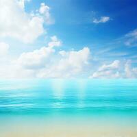 skön tropisk strand med blå himmel och vit moln abstrakt textur bakgrund generativ ai foto