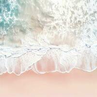 antenn se av klar turkos hav antenn se av sandig strand och hav med vågor generativ ai foto