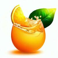 en mogen orange är visad med en blad på den generativ ai foto