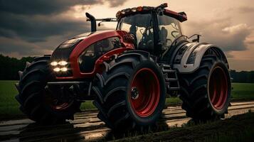 jordbruks traktor isolerat på bakgrund. 3d tolkning - trogen traktor illustration. foto