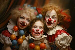 barns Lycklig födelsedag fest barn med en teckning av en clownens ansikte foto