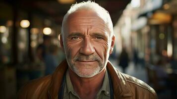 tillfällig äldre man Lycklig leende medelålders vuxna vuxen män foto