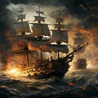 en pirat fartyg i de hav foto