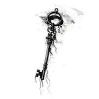 svart bläck borsta av en nyckel i en kedja foto