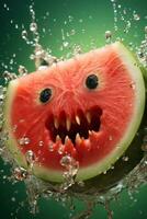 vattenmelon mogen med flygande stänk foto