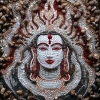 en shiva Gud ansikte tillverkad av mosaik- konst generativ ai foto