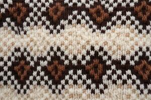 mönster av ull Tröja textur av ljus brun mörk brun och vit färger generativ ai foto