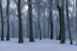 vinter- skog bakgrund, vinter- skog landskap bakgrund, natur bakgrund, landskap bakgrund, ai generativ foto