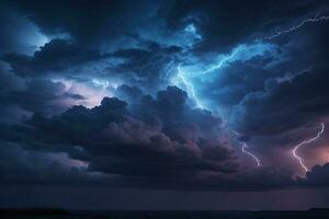 stormig himmel bakgrund, åskväder bakgrund, åskväder tapet, regnig himmel, storm moln, ai generativ foto