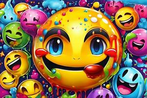 emoji graffiti tapet, emoji graffiti bakgrund, emoji graffiti mönster, graffiti bakgrund, graffiti konst, graffiti tapet, ai generativ foto