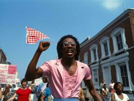 historisk färgad Foto av en man ledande en protest ai generativ