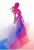 ett illustration av en kvinna i en lång klänning generativ ai foto