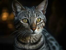 egyptisk mau katt porträtt stänga upp skapas med generativ ai teknologi foto