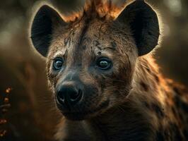 hyena porträtt skapas med generativ ai teknologi foto