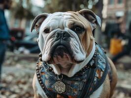 bulldogg skapas med generativ ai teknologi foto