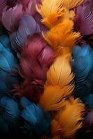abstrakt fjäder mönster textur, Häftigt Färg. ai generativ foto