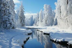 vinter, en Foto realsitic landskap. ai generativ