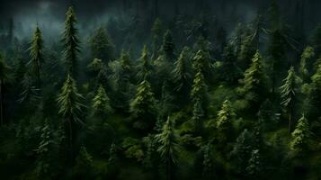 top-down dagtid skog scen - genererad ai skott foto