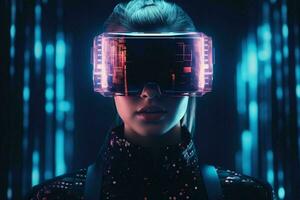 holografiska ansiktslös program cyberpunk.generativ ai foto