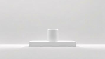 vit podium på en vit bakgrund. 3d tolkning. minimal begrepp ai genererad foto