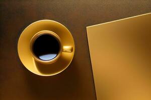 kaffe i lyx gyllene Färg kopp ai generativ foto