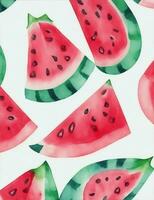 vattenfärg vattenmelon, illustration mönster foto
