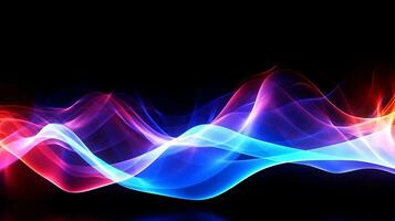 musikalisk ljud vågor. abstrakt trogen neon Vinka bakgrund. ai-genererad foto