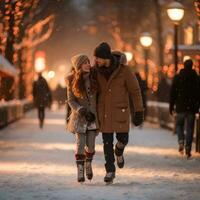 is skridskoåkning. lekfull, romantisk, spännande, roligt, vinterlig foto