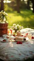 picknick i de parkera. charmig, avslappnad, ljuv, lekfull, naturlig foto