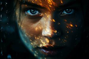 bild av en kvinna ansikte ljus fläckar på en ansikte foto